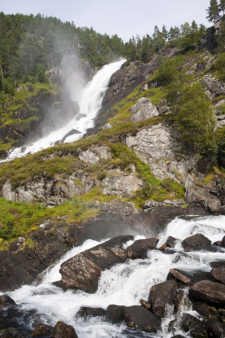 Latefoss waterfalls, Odda, Hordaland, Norway, Scandinavia, Europe