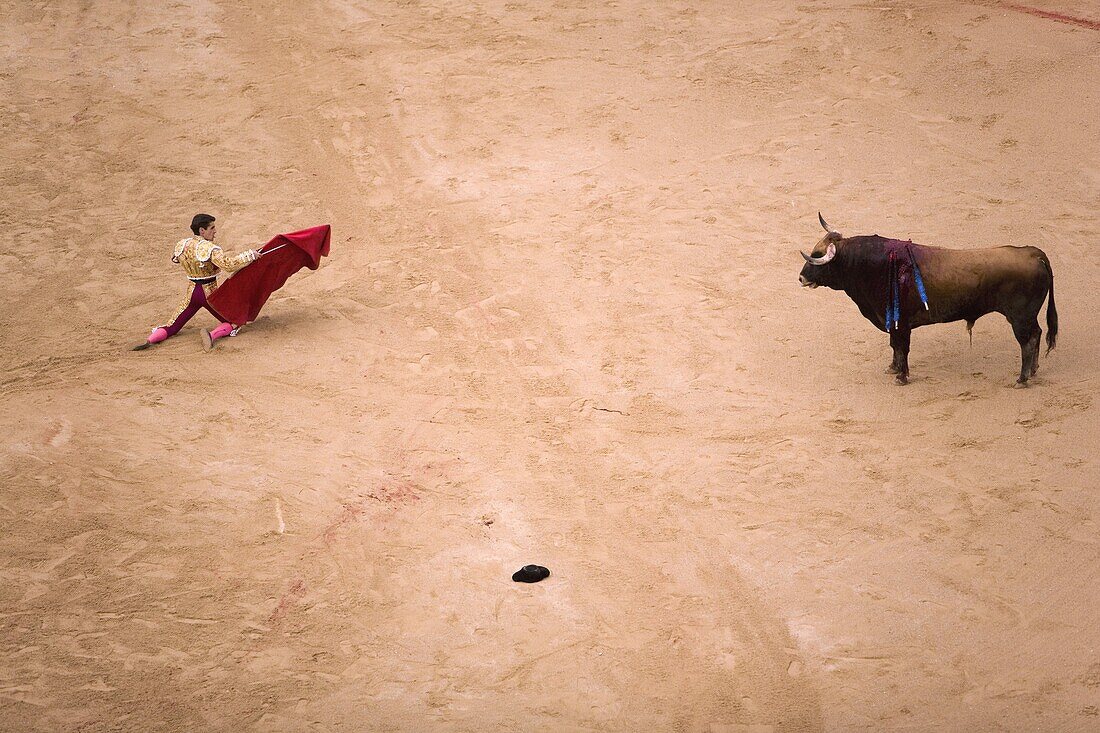 Bullfight in Plaza de Toros during San Fermin festival, Pamplona, Navarra, Euskadi, Spain, Europe