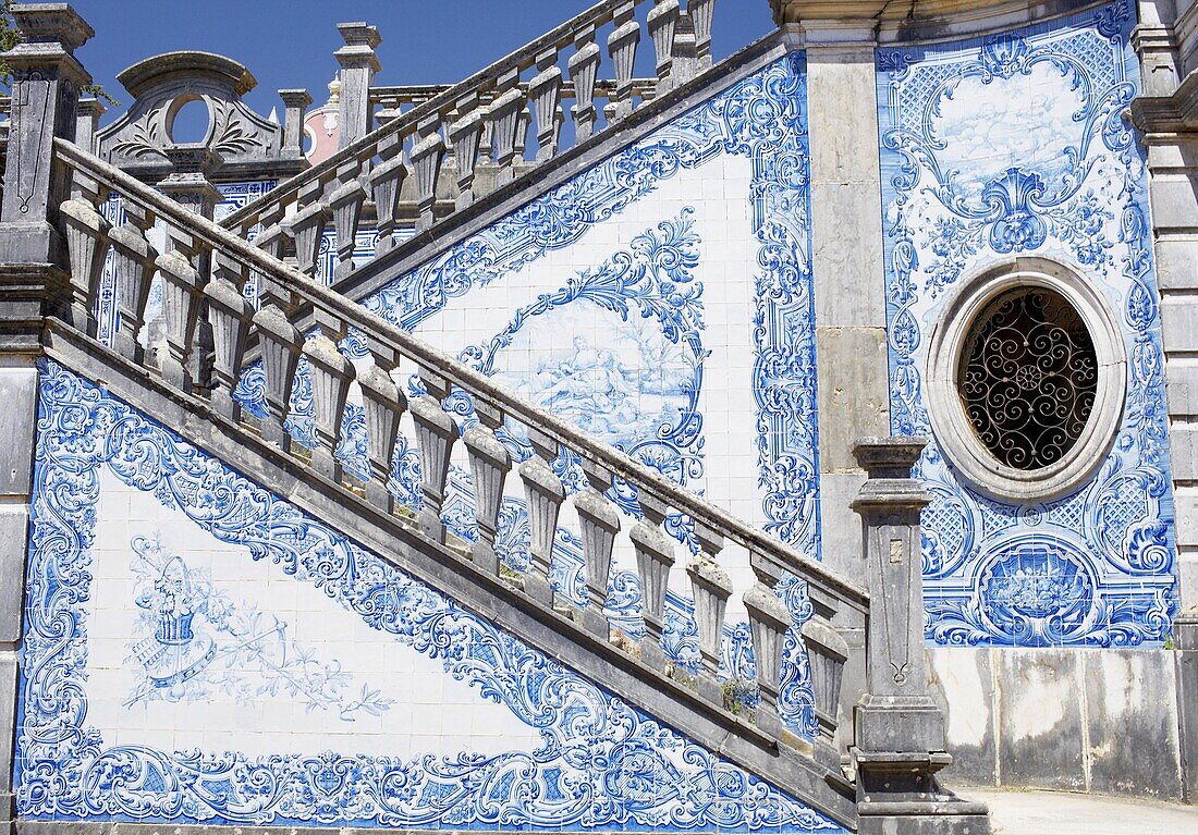 Mosaic staircase, Estoi Palace, Estoi, Algarve, Portugal, Europe