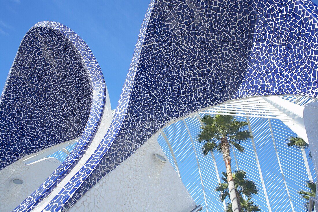 Tiled features, the Umbracle, City of Arts and Sciences, Valencia, Spain, Europe