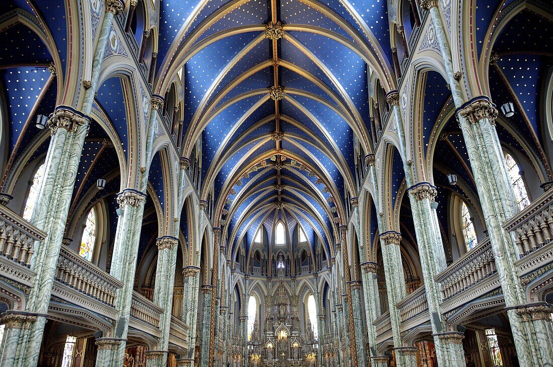Cathedral and Basilica of Notre Dame built between 1839 and 1885, on site of the first Catholic chapel, Ottawa, Ontario, Canada, North America