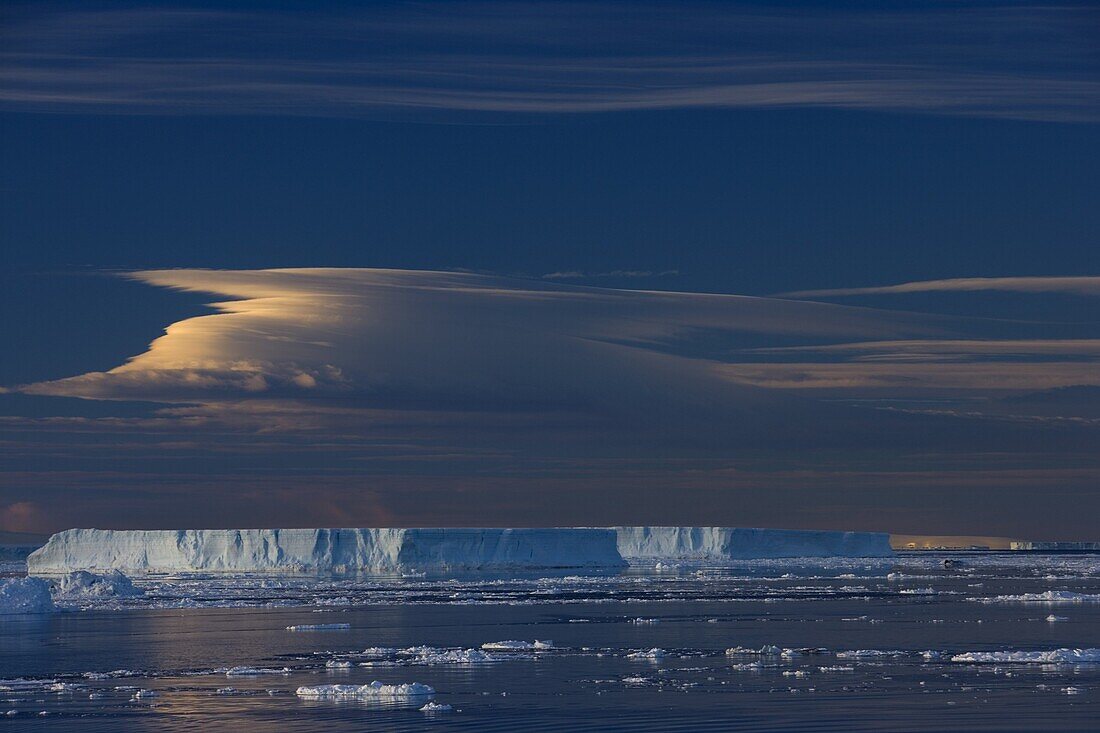Iceberg and pack ice, Weddell Sea, Antarctic Peninsula, Antarctica, Polar Regions