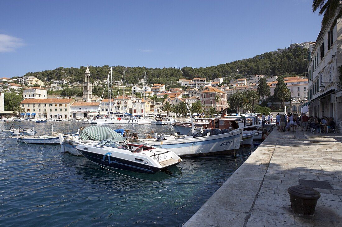 The harbour in Hvar, Dalmatian Coast, Croatia, Europe