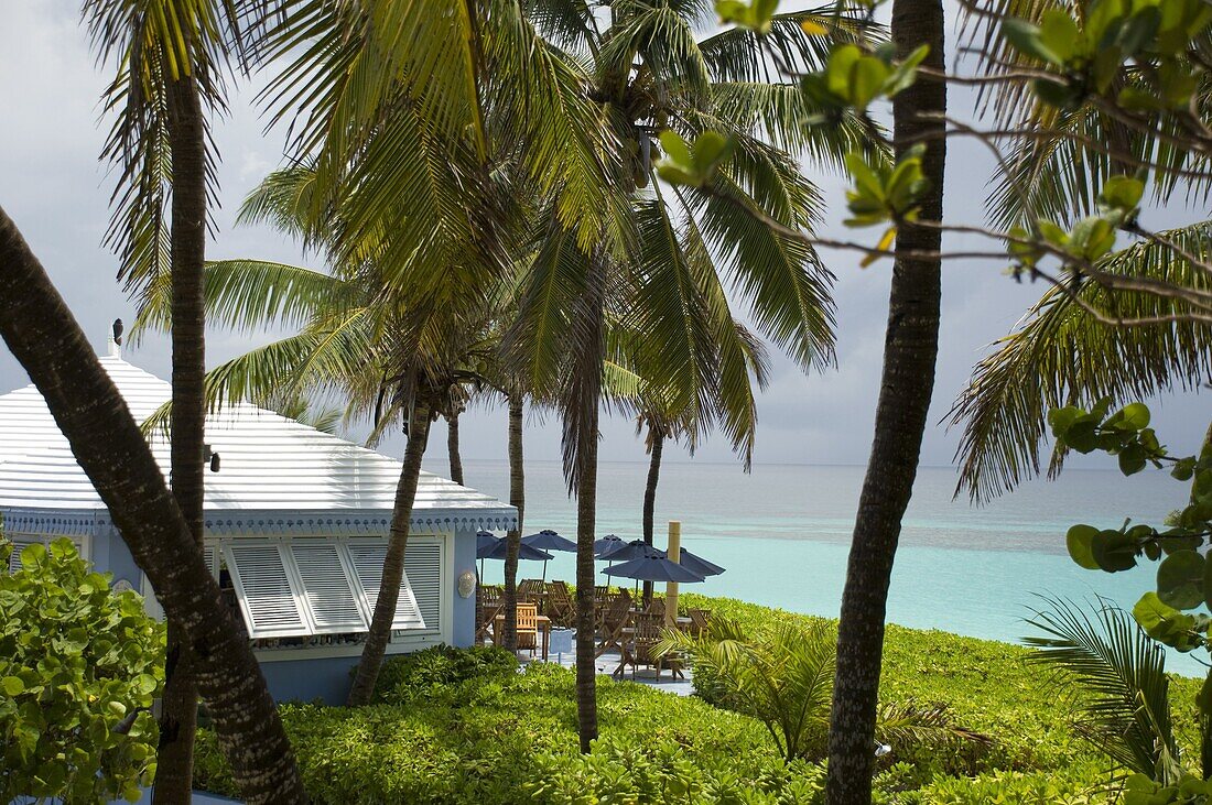 A view toward the beach from The Pink Sands Hotel, Harbour Island, The Bahamas, West Indies, Central America