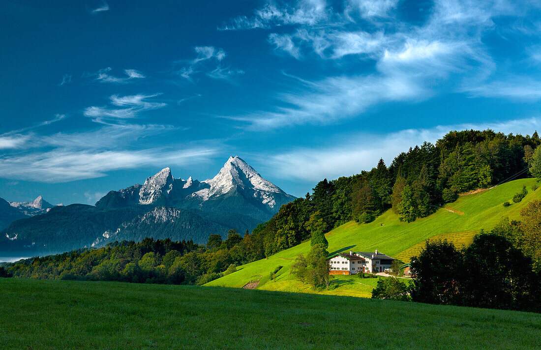 Maria Gern with view towards Watzmann, Berchtesgaden, Bavaria, Germany