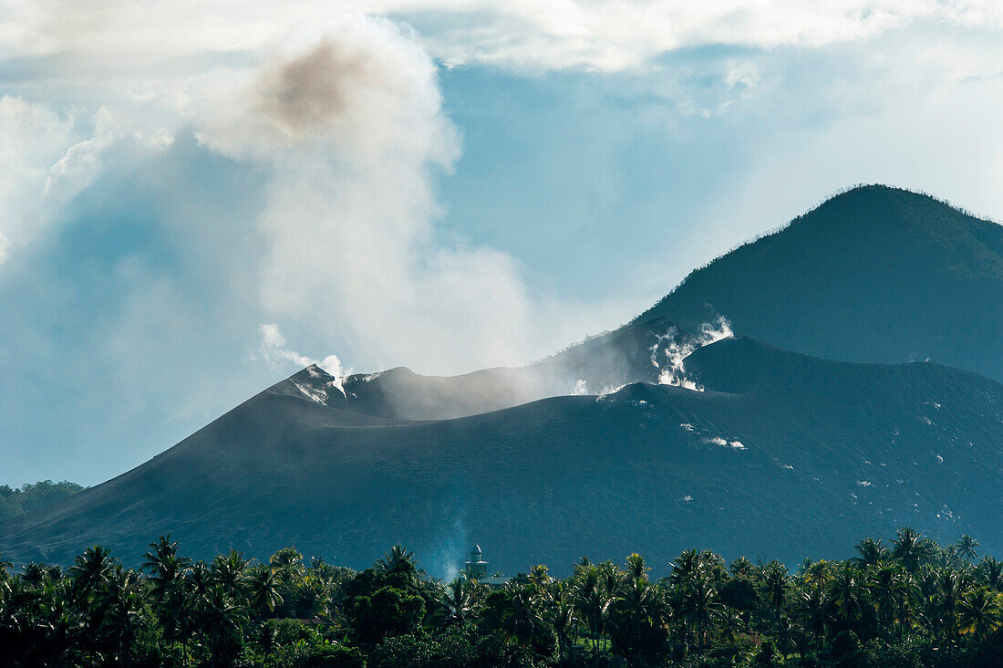 Steam comes from active volcano, Rabaul, East New Britain Province, Papua New Guinea, South Pacific