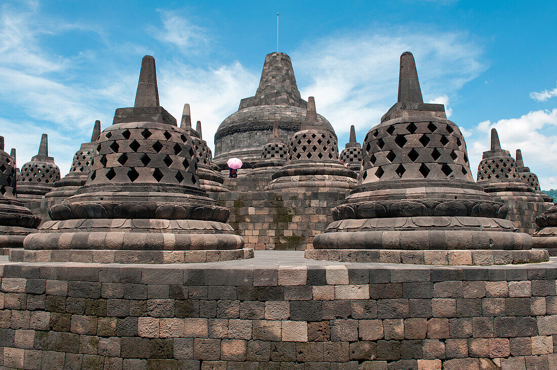 Stupas at Borobudur Temple, Borobodur, Central Java, Java, Indonesia, Asia
