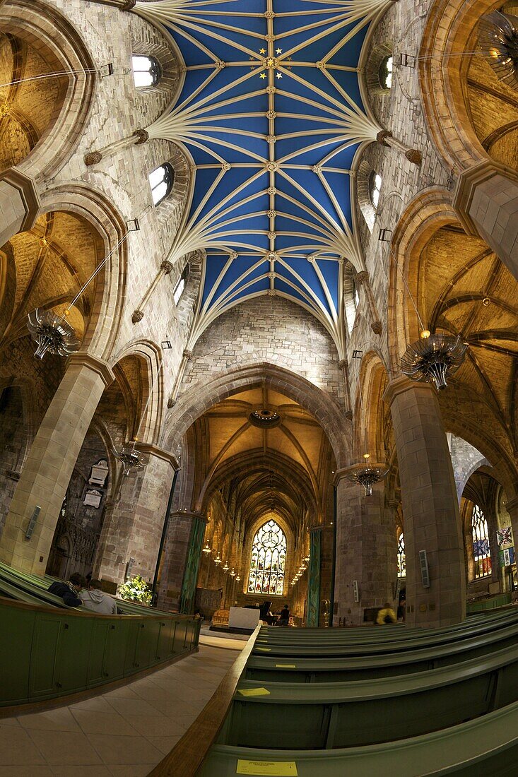 Nave, St. Giles Cathedral, Old town, Edinburgh, Scotland, United Kingdom, Europe