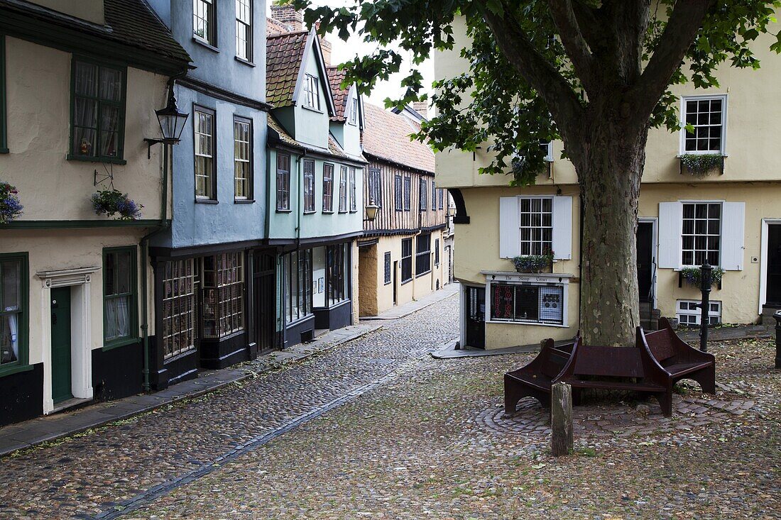 Old buildings on Elm Hill, Norwich, Norfolk, England, United Kingdom, Europe