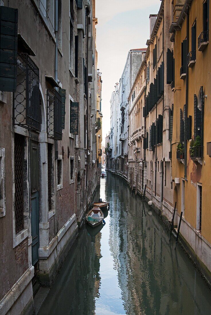 A canal in the Venetian Lagoon, Venice, UNESCO World Heritage Site, Veneto, Italy, Europe