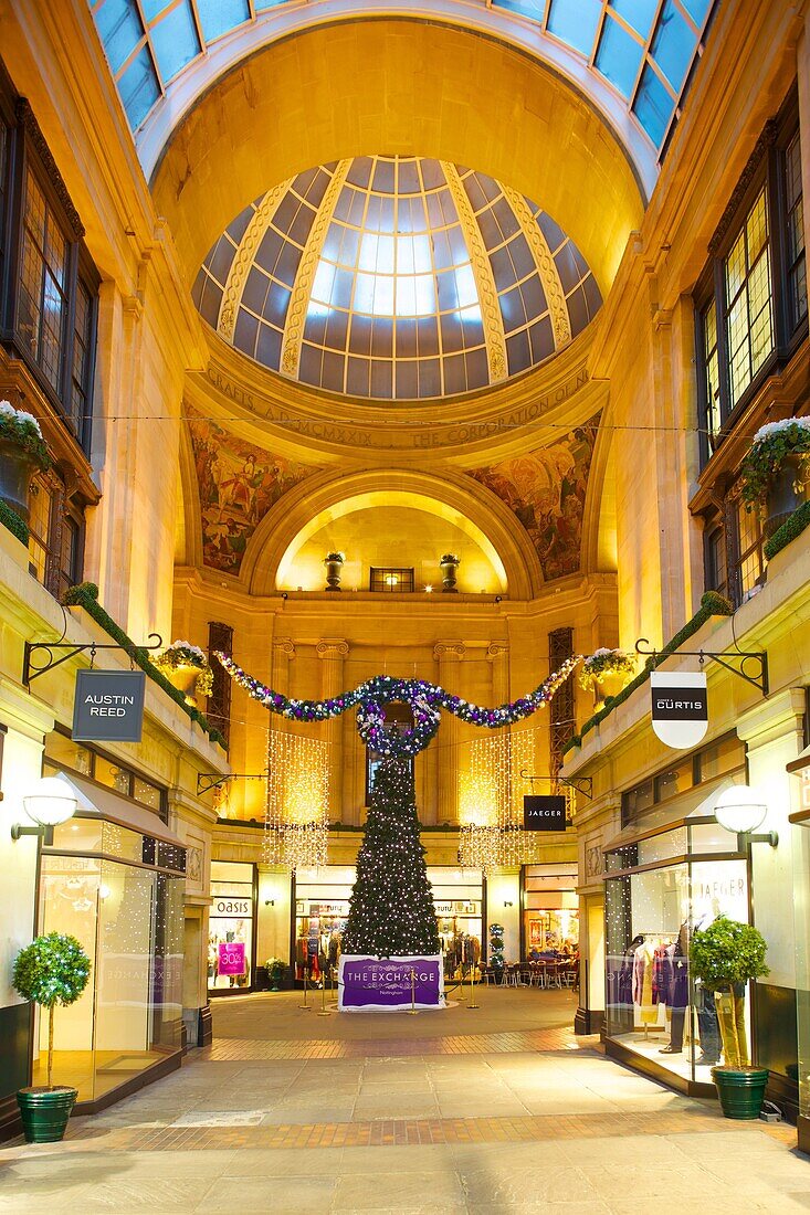 The Exchange interior at Christmas, Nottingham, Nottinghamshire, England, United Kingdom, Europe