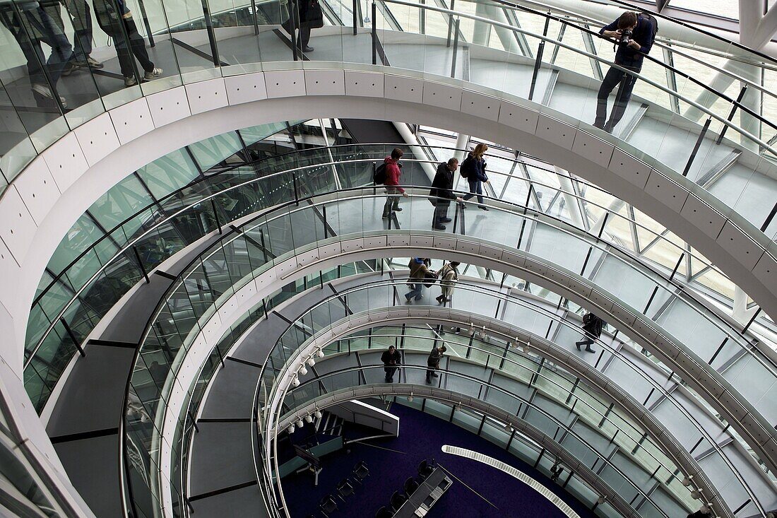 Interior of City Hall designed by Norman Foster, London, England, United Kingdom, Europe