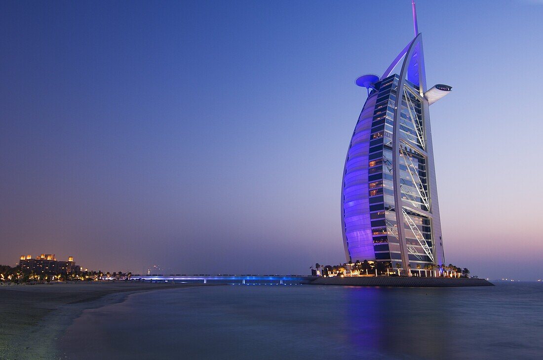 Sunset, Burj Al Arab Hotel, Dubai, United Arab Emirates, Middle East