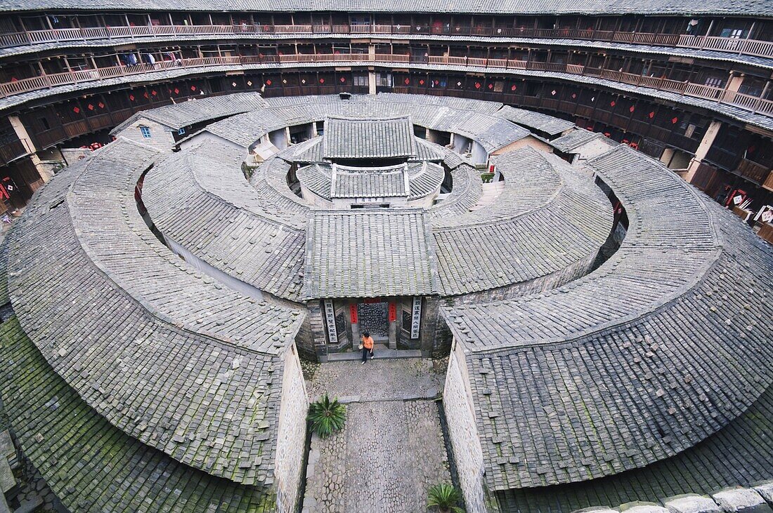 Hakka Tulou round earth buildings, Chengqilou, UNESCO World Heritage Site, Fujian Province, China, Asia