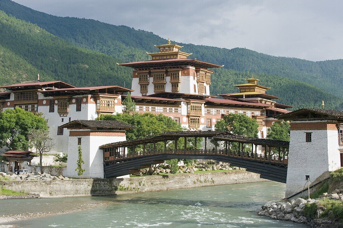 Punakha Dzong dating from 1637, Punakha, Bhutan, Asia