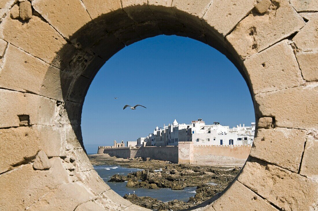 View of the ramparts of the Old City, UNESCO World Heritage Site, Essaouira, Morocco, North Africa, Africa