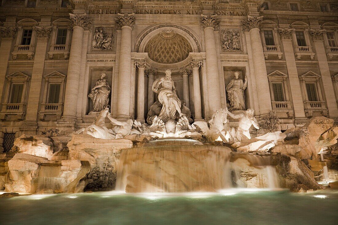 Trevi Fountain at night, Rome, Lazio, Italy, Europe