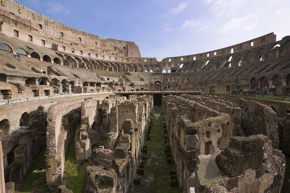 Inside the Colosseum amphitheatre, UNESCO World Heritage Site, Rome, Lazio, Italy, Europe