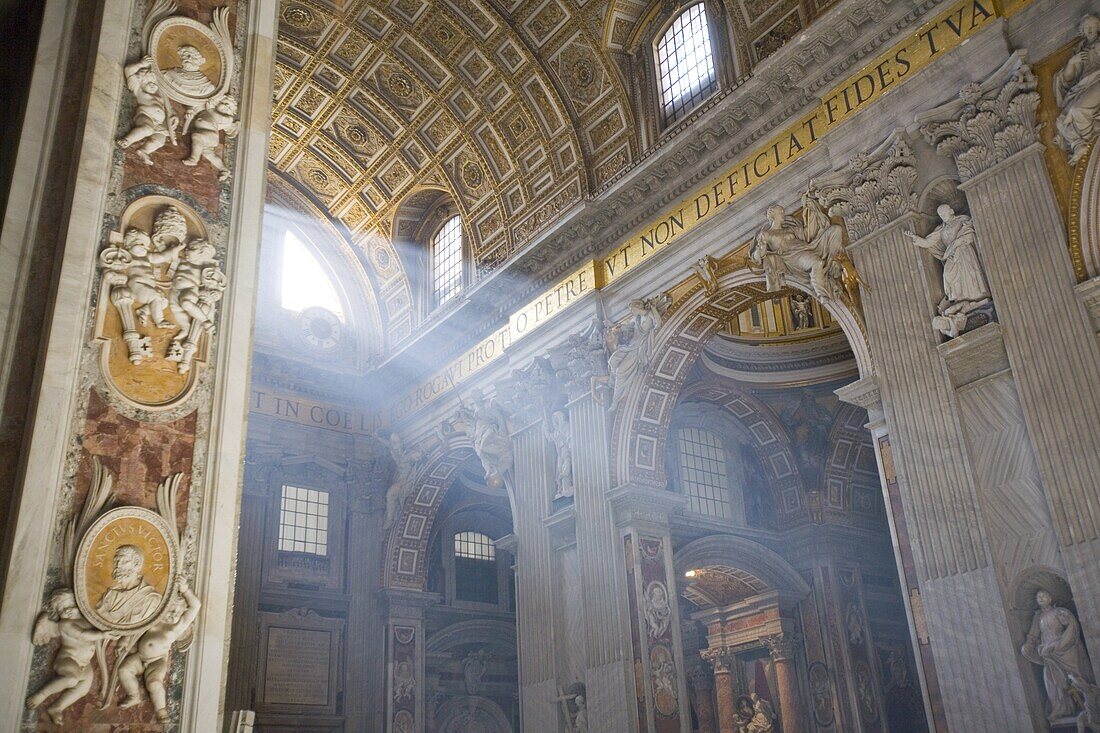 Interior, St. Peter's Basilica, Vatican, Rome, Lazio, Italy, Europe