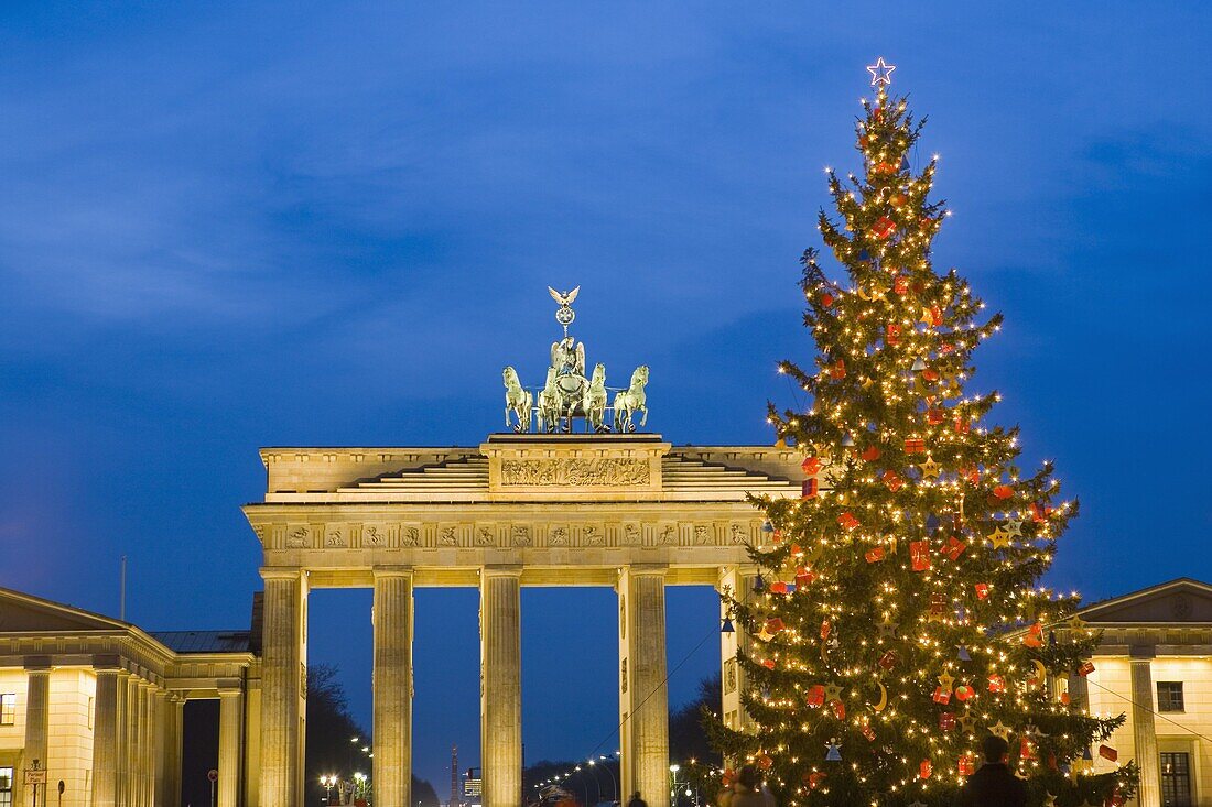 Brandenburg gate at Christmas time, Berlin, Germany, Europe