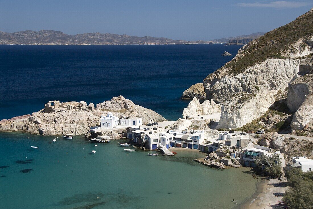 The village of Firopotamos, Island of Milos, Cyclades, Greek Islands, Greece, Europe