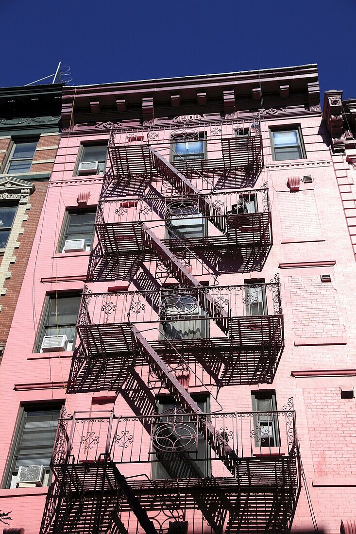 Tenement building, fire escape, Soho, Manhattan, New York City, United States of America, North America