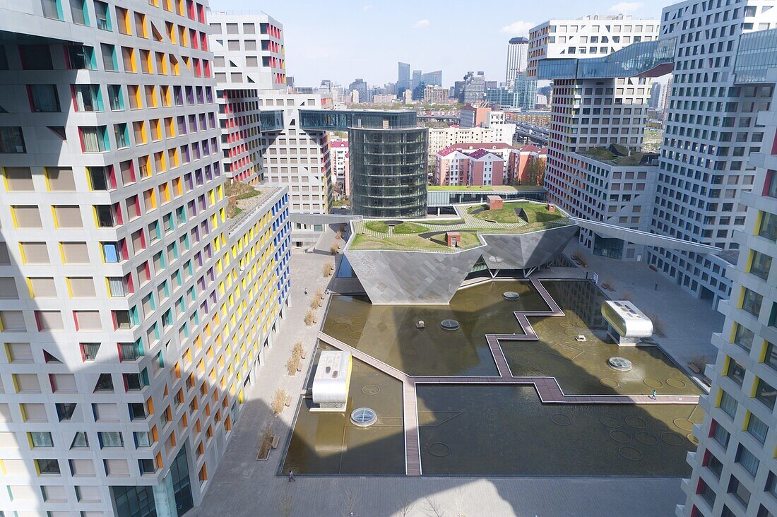 Moma Linked Hybrid complex by architect Steven Holl, built in 2009, Dongzhimen District, Beijing, China, Asia