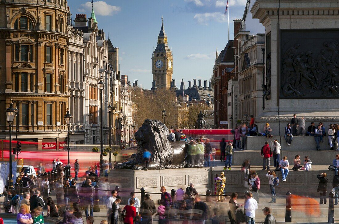 View down Whitehall from Trafalgar Square, London, England, United Kingdom, Europe