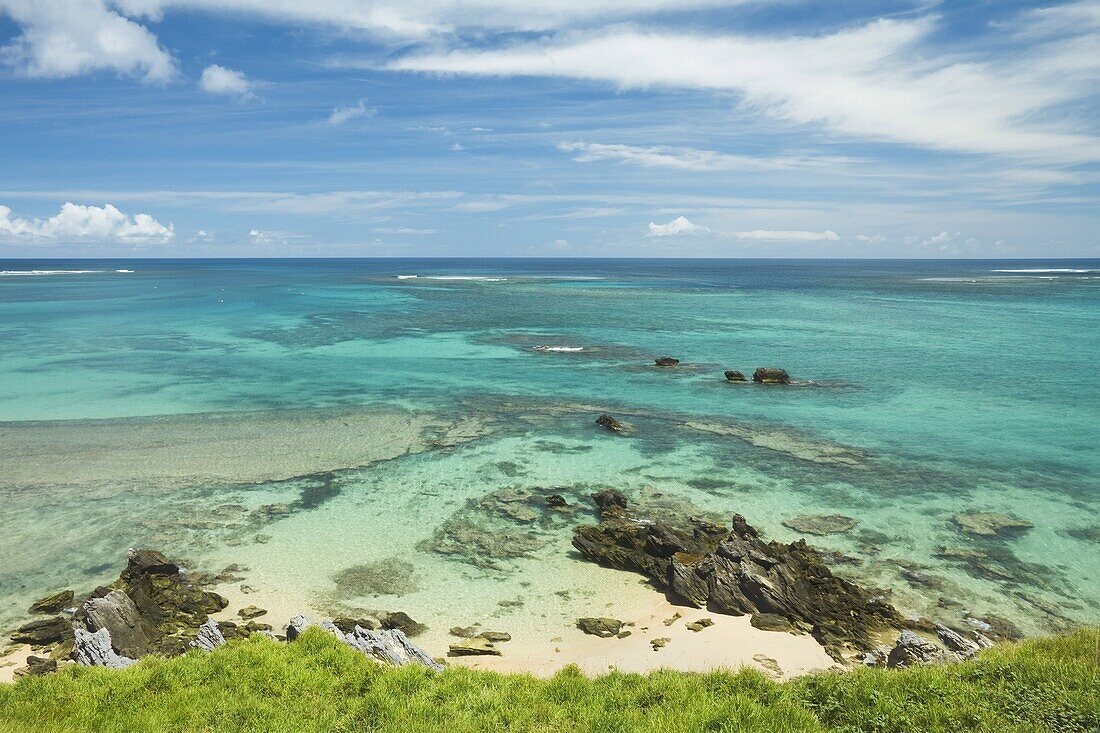 The lagoon and the world's most southerly coral reef, on the west coast of this 10km long volcanic island in the Tasman Sea, Lord Howe Island, UNESCO World Heritage Site, New South Wales, Australia, Pacific