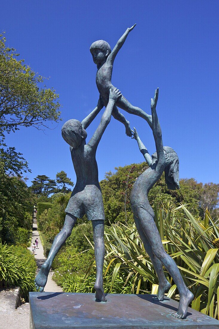 Tresco Children sculpture by David Wynne, in the sub-tropical gardens, Island of Tresco, Isles of Scilly, England, United Kingdom, Europe
