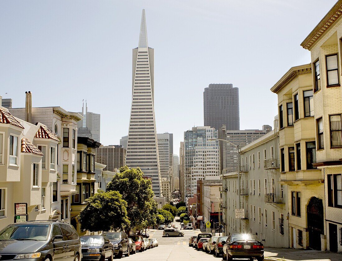 The Transamerica Tower Pyramid in the financial district of downtown San Francisco, California, United States of America, North America