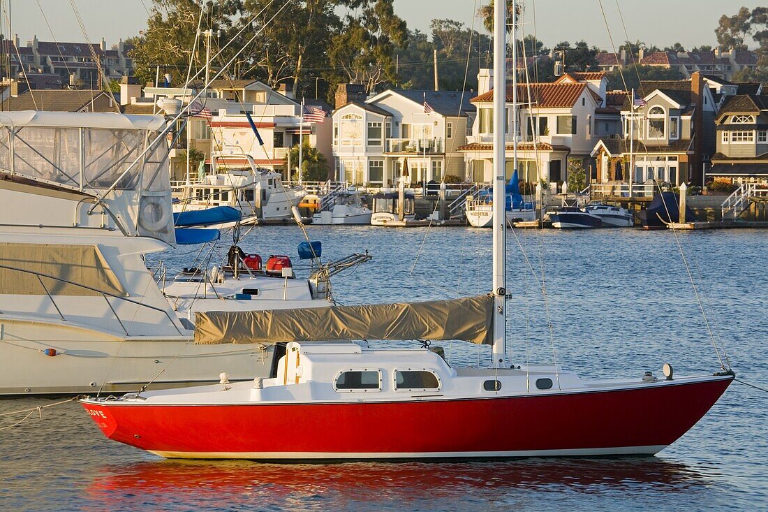 Boats in Newport Channel near Balboa, Newport Beach, Orange County, California, United States of America, North America