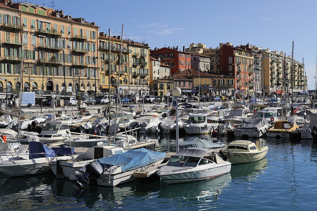 Port Lympia in the Quartier du Port, Nice, Alpes Maritimes, Provence, Cote d'Azur, French Riviera, France, Mediterranean, Europe