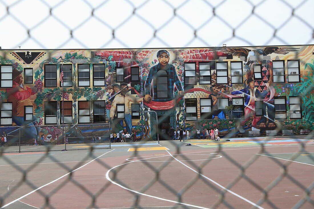 Mural, Cesar Chavez Elementary School, Mission District, Mission, San Francisco, California, United States of America, North America