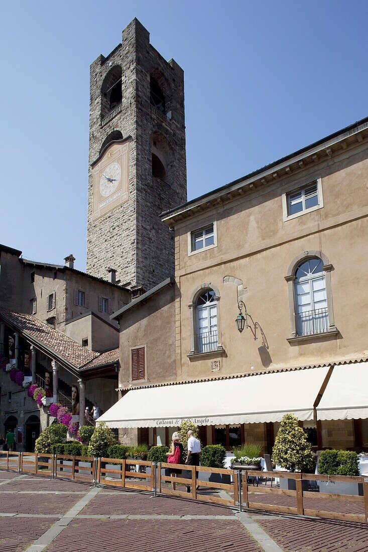 Big Bell Civic Tower, Piazza Vecchia, Bergamo, Lombardy, Italy, Europe