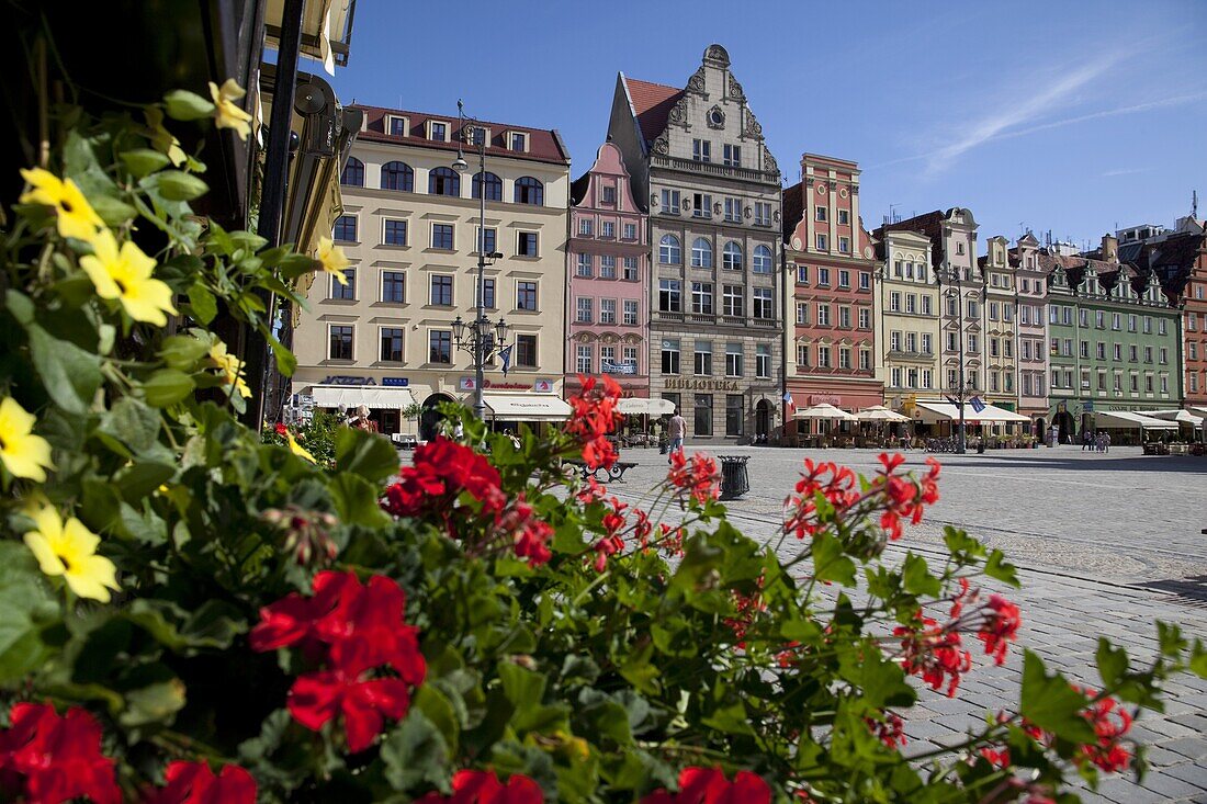 Market Square from restaurant, Old Town, Wroclaw, Silesia, Poland, Europe