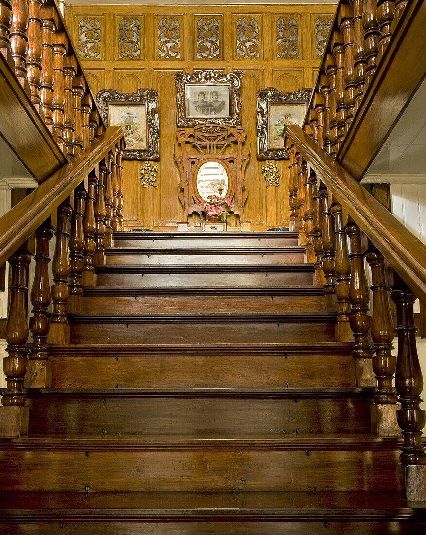 Staircase of Borja residence, an art nouveau Filipino style residence dating from 1920, Malabon, Metro Manila, Philippines, Southeast Asia Asia