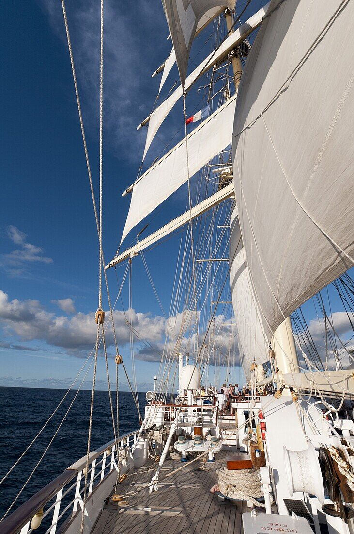 Star Clipper sailing cruise ship, Deshaies, Basse-Terre, Guadeloupe, West Indies, French Caribbean, France, Central America
