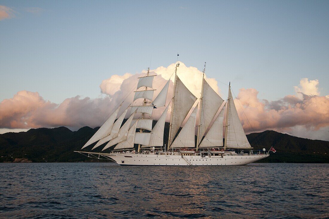 Star Clipper sailing cruise ship, Dominica, West Indies, Caribbean, Central America