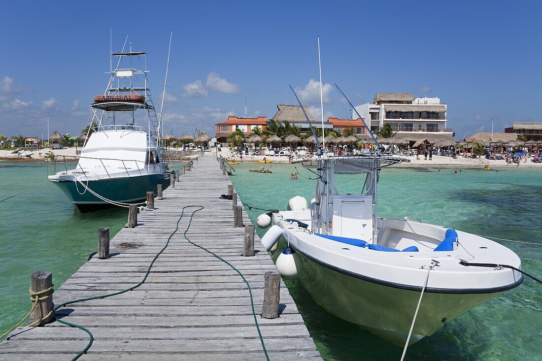 Pier on Mahahaul Beach, Costa Maya, Quintana Roo, Mexico, North America