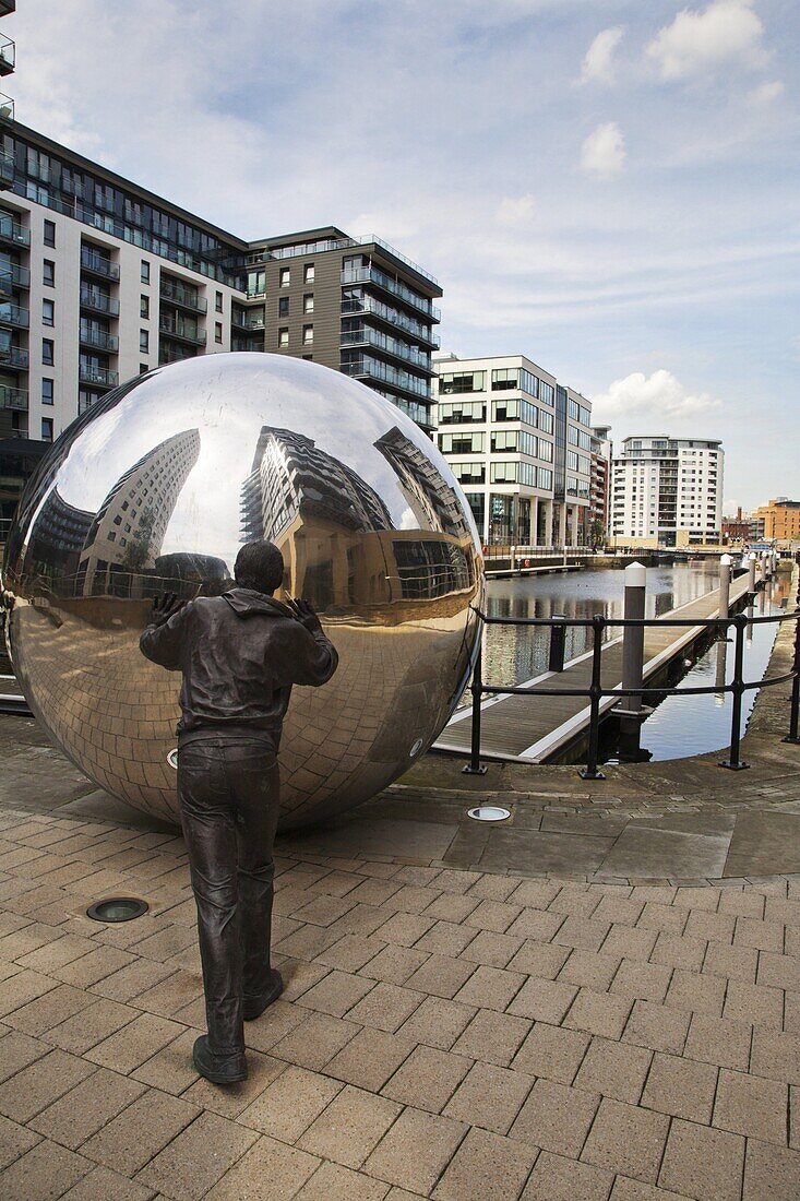 Modern sculpture at Clarence Dock, Leeds, West Yorkshire, Yorkshire, England, United Kingdom, Europe