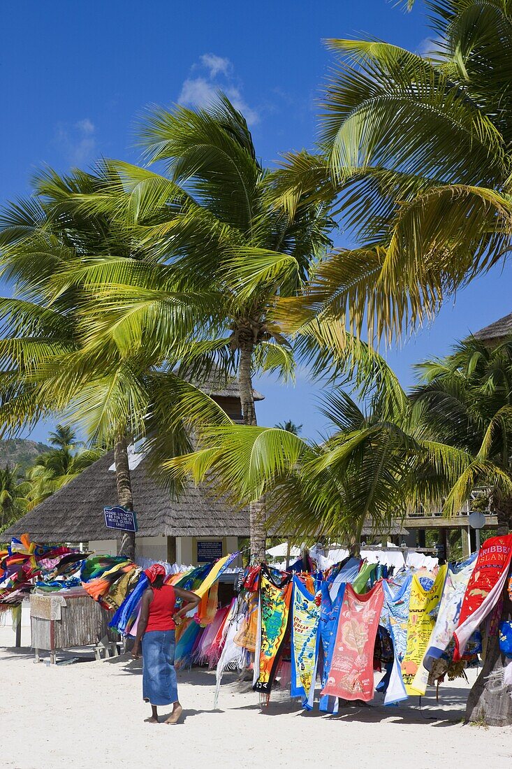 Colourful designs for sale along Jolly Beach, Antigua, Leeward Islands, West Indies, Caribbean, Central America