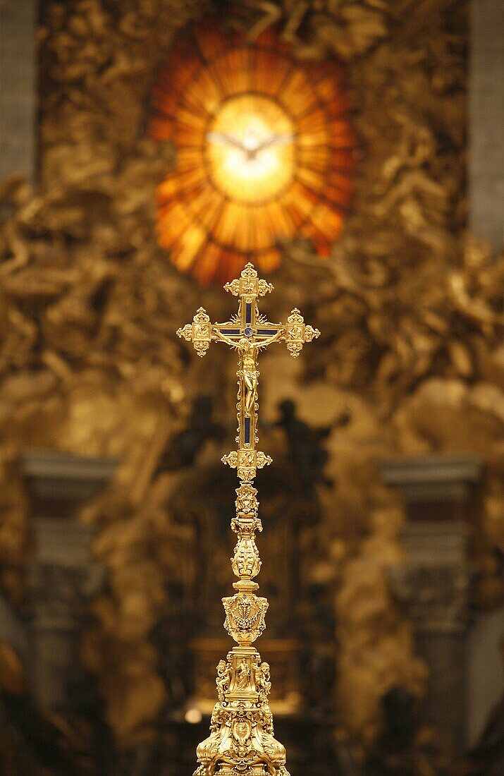 Crucifix in St. Peter's Basilica, Vatican, Rome, Lazio, Italy, Europe