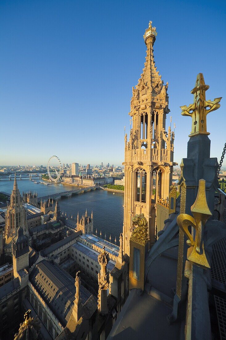 Palace of Westminster and Big Ben, UNESCO World Heritage Site, seen from Victoria Tower, London, England, United Kingdom, Europe