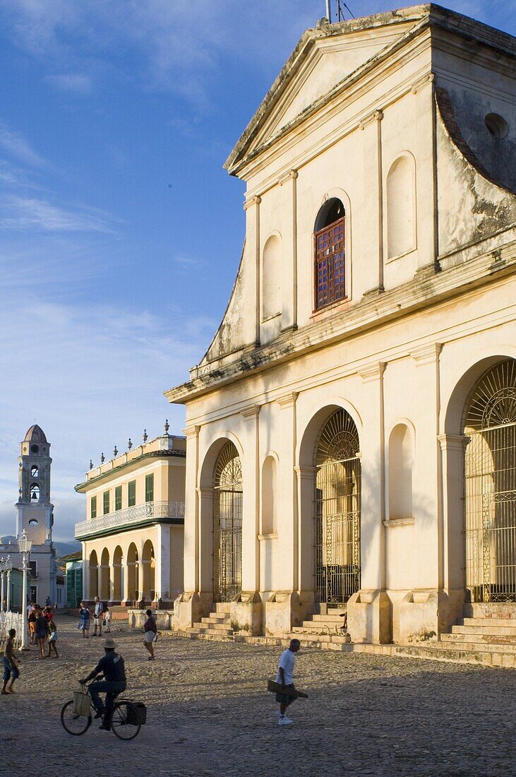 The Iglesia Parroquial de la Santisima Trinidad (Holy Trinity church) in the cobblestoned Plaza Mayor, Trinidad, UNESCO World Heritage Site, Cuba, West Indies, Central America
