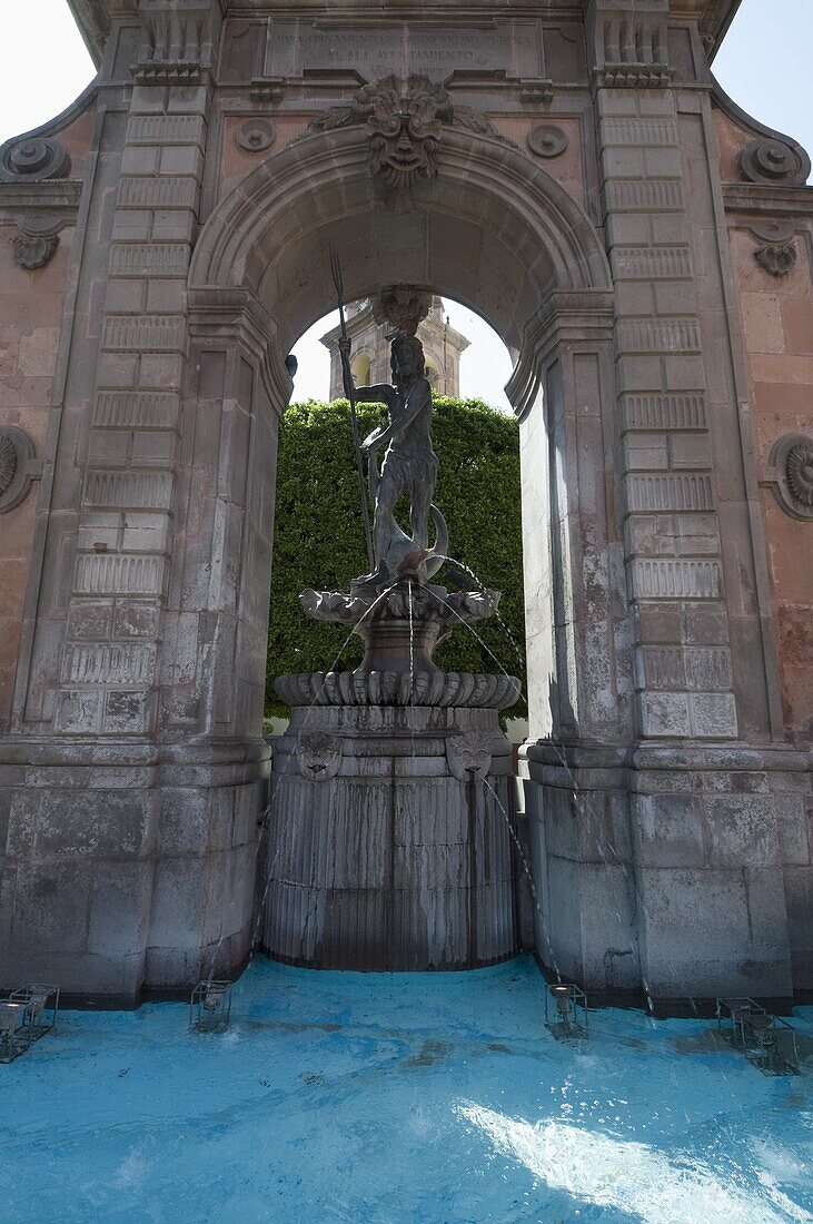 Statue of Neptune, Santiago de Queretaro (Queretaro), a UNESCO World Heritage Site, Queretaro State, Mexico, North America