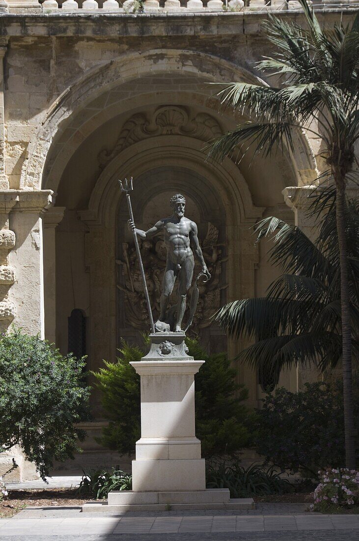 Statue of Neptune in the Neptune Courtyard of the Grand Master's Palace, Valletta, Malta, Europe