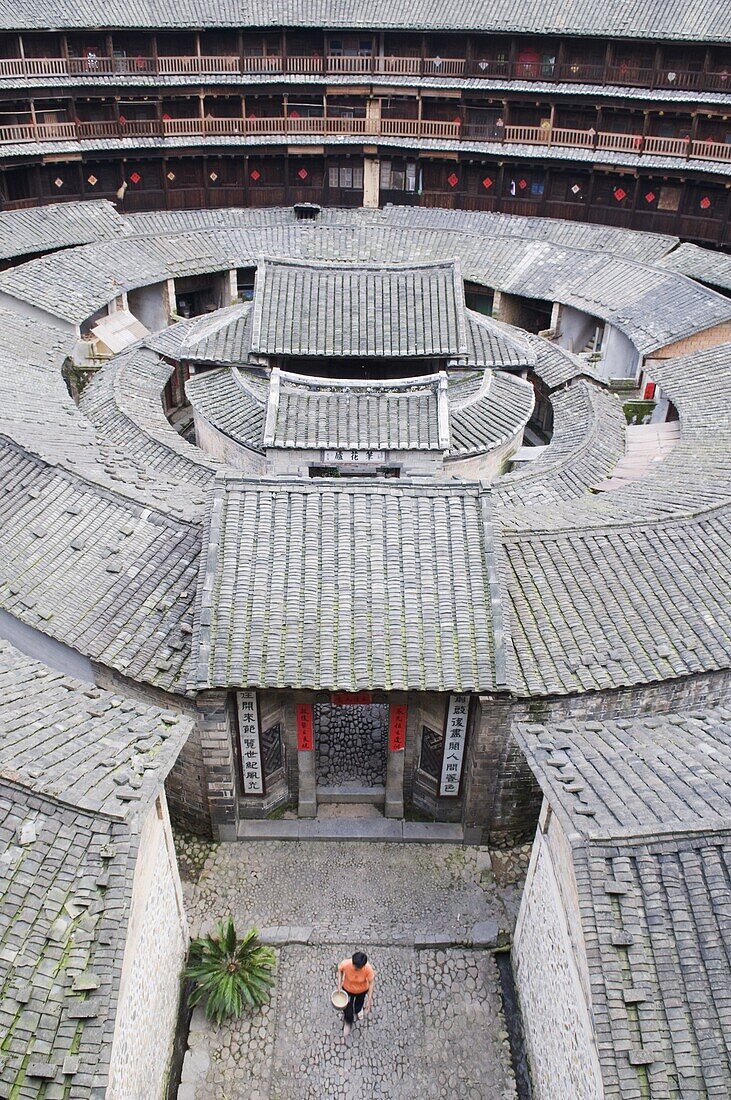 Hakka Tulou round earth buildings, Chengqilou, UNESCO World Heritage Site, Fujian Province, China, Asia