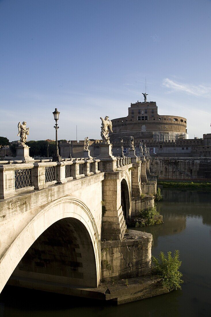 S. Angelo Bridge leading to S. Angelo Castle (Castello San'Angelo), former tomb of the Emperor Hadrian, Rome, Lazio, Italy, Europe