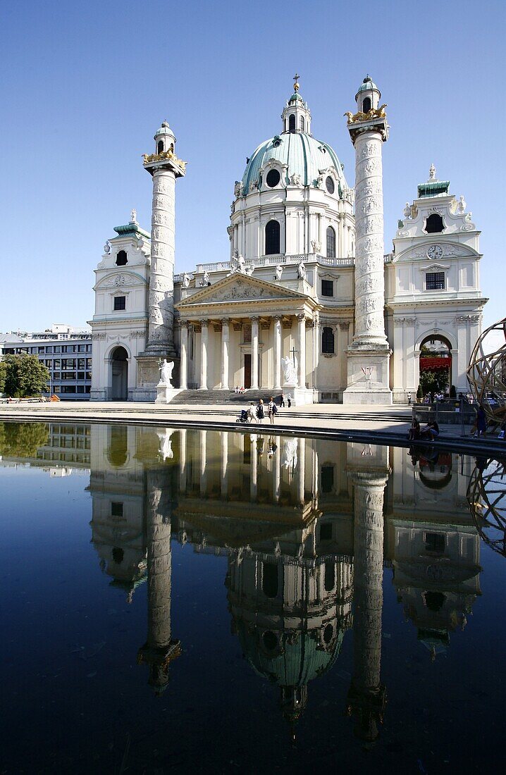 Karlskirche (St. Charles Borromeo church) by Fischer von Erlach in Karlsplatz, Vienna, Austria, Europe